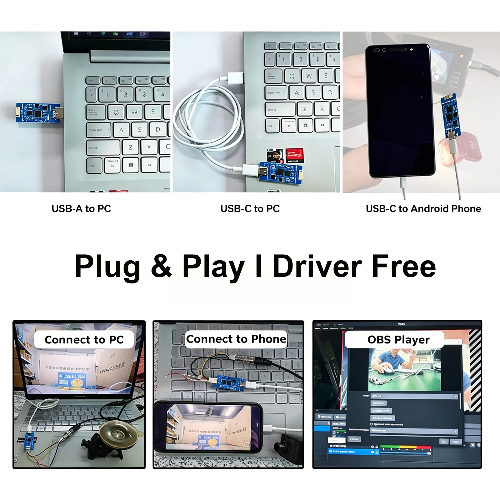 CVBS to USB Capture Analog Signal to Digital USB Camera Module CVBS to USB Module UVC Free Drive for Android Free Plug and Play