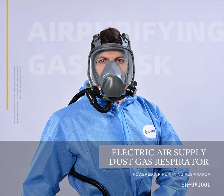 Electric Powered Air Purifying Chemical Respirator 6800 Full Face Dust Gas Mask Dual Filters Work Safety For Industrial Spraying