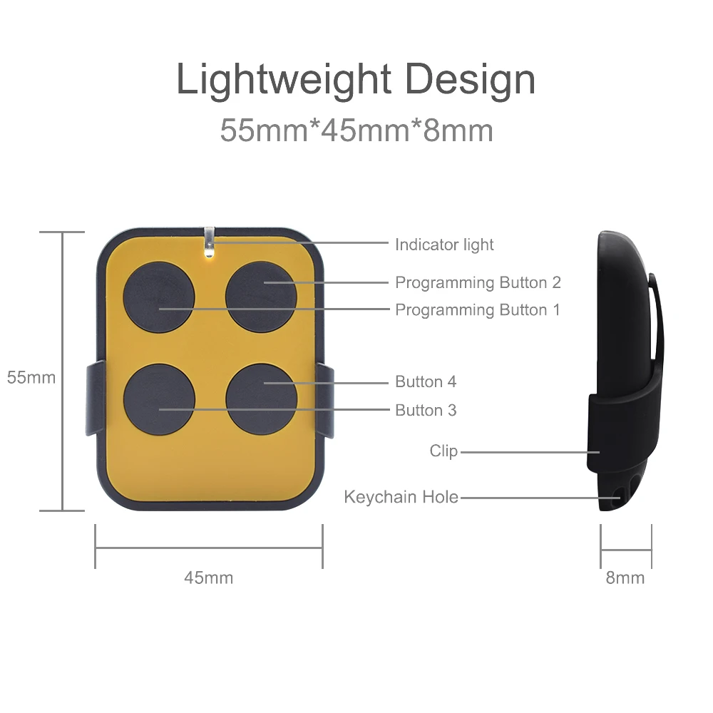 Garage Remote Control Duplicator 433MHz Garage Door Opener Gate Keyfob Transmitter 433.92MHz Rolling Code