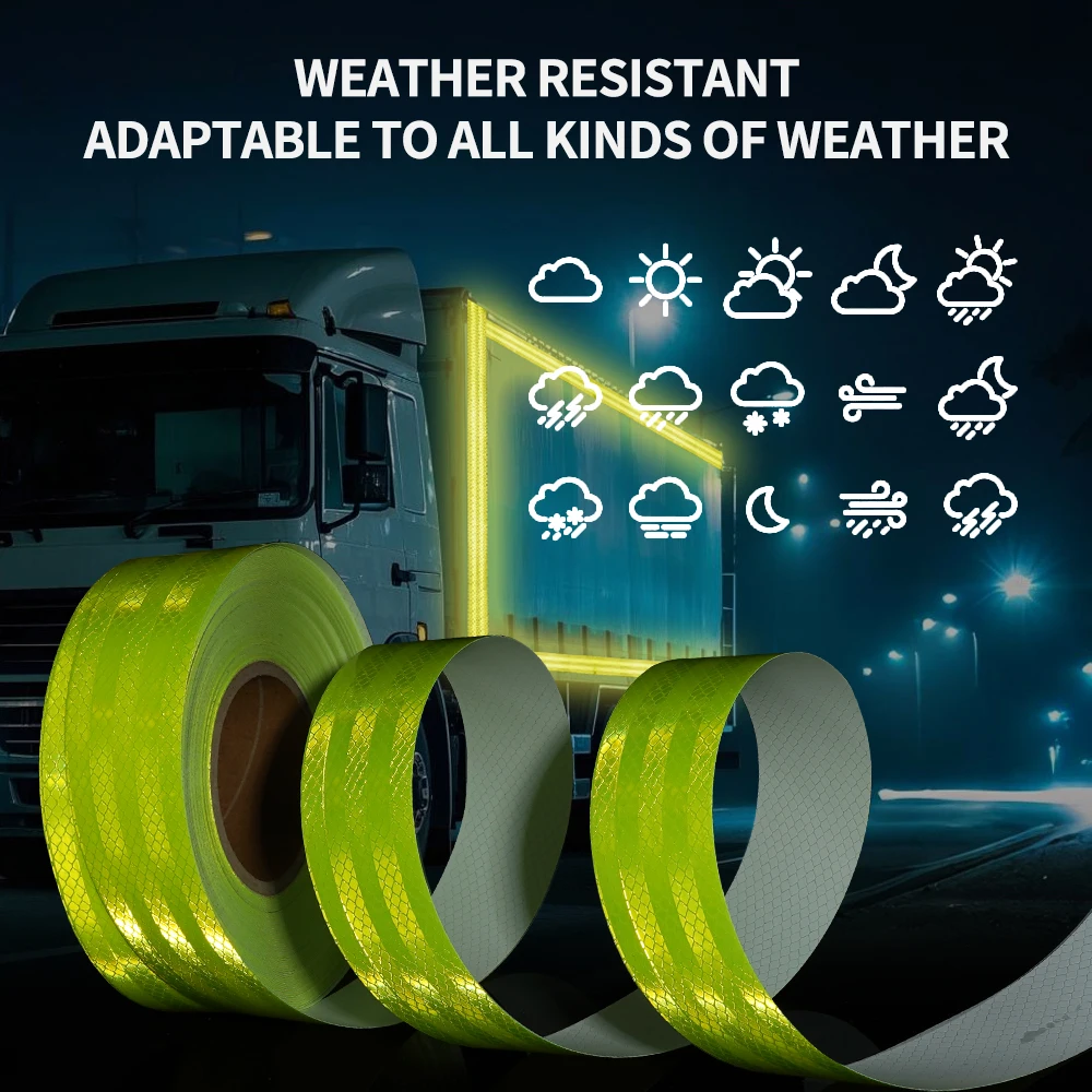 5cm*1/3/5M PET Truck Reflective Tapes Fluorescent Green High Reflection Safety Caution Road Warning Reflectors Film For Vehicle