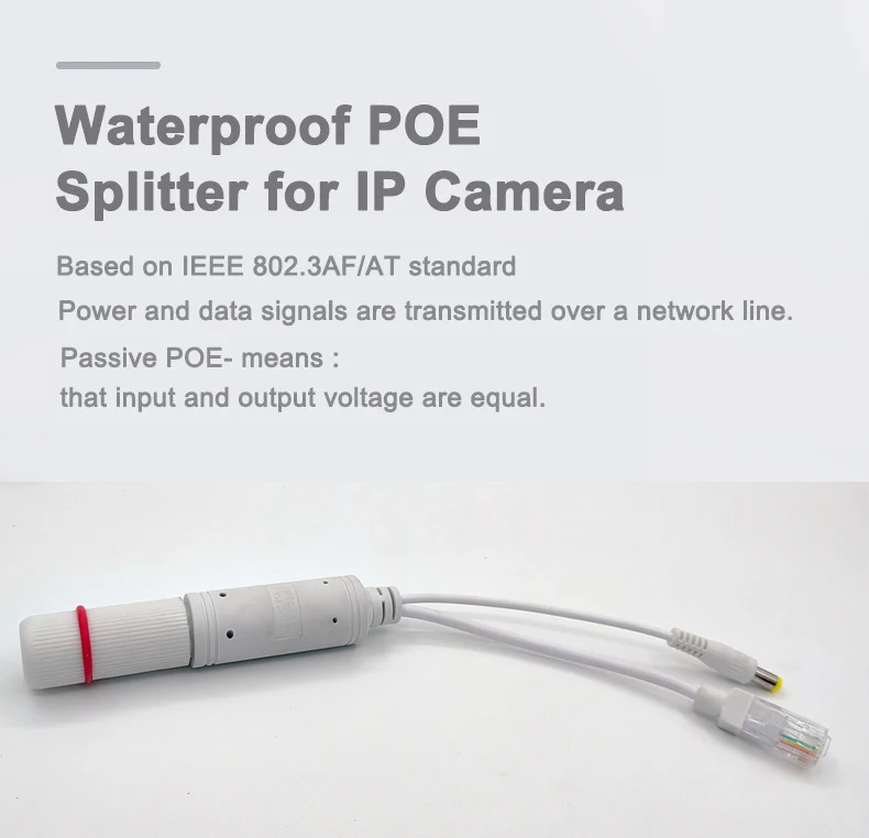 48V To 12V POE Spliter Rj45 Waterprrof Video And Power Adapter Cable Supply Module Injector Extender for IP Camera Splitter Net