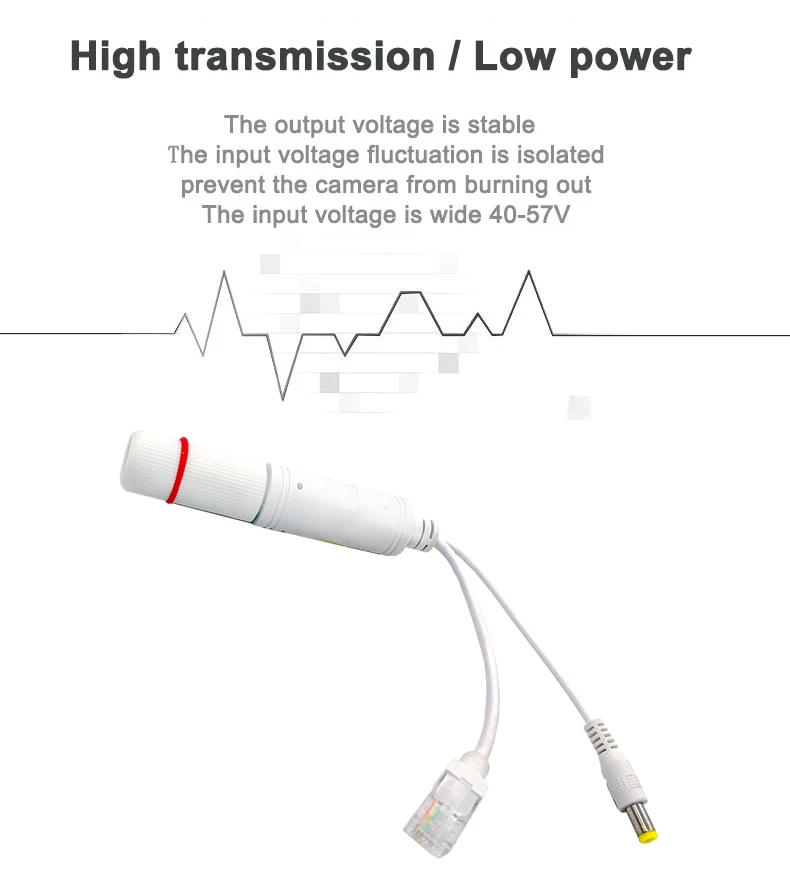 48V To 12V POE Spliter Rj45 Waterprrof Video And Power Adapter Cable Supply Module Injector Extender for IP Camera Splitter Net