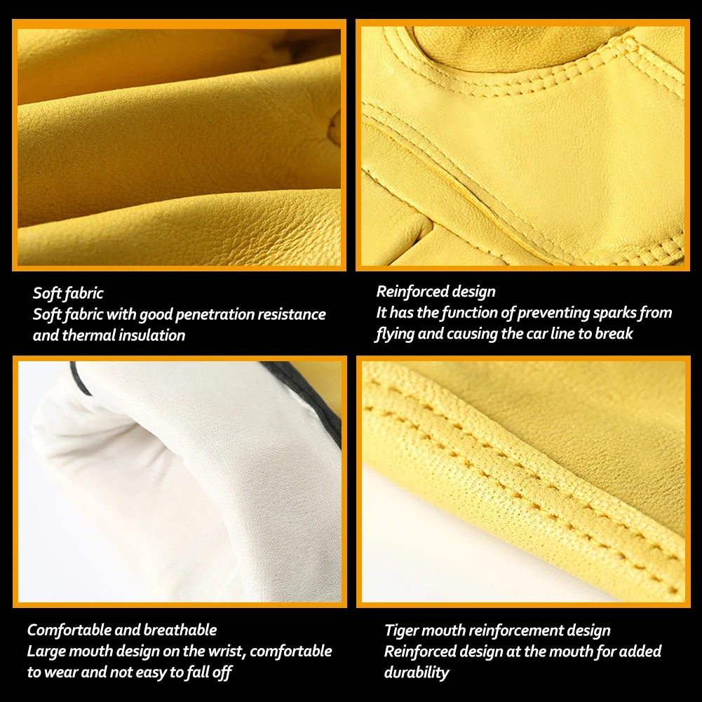 Leather Work High Temperature Heat Insulation Gloves Safety Protection Worker Work Welding Garden Driver Gloves