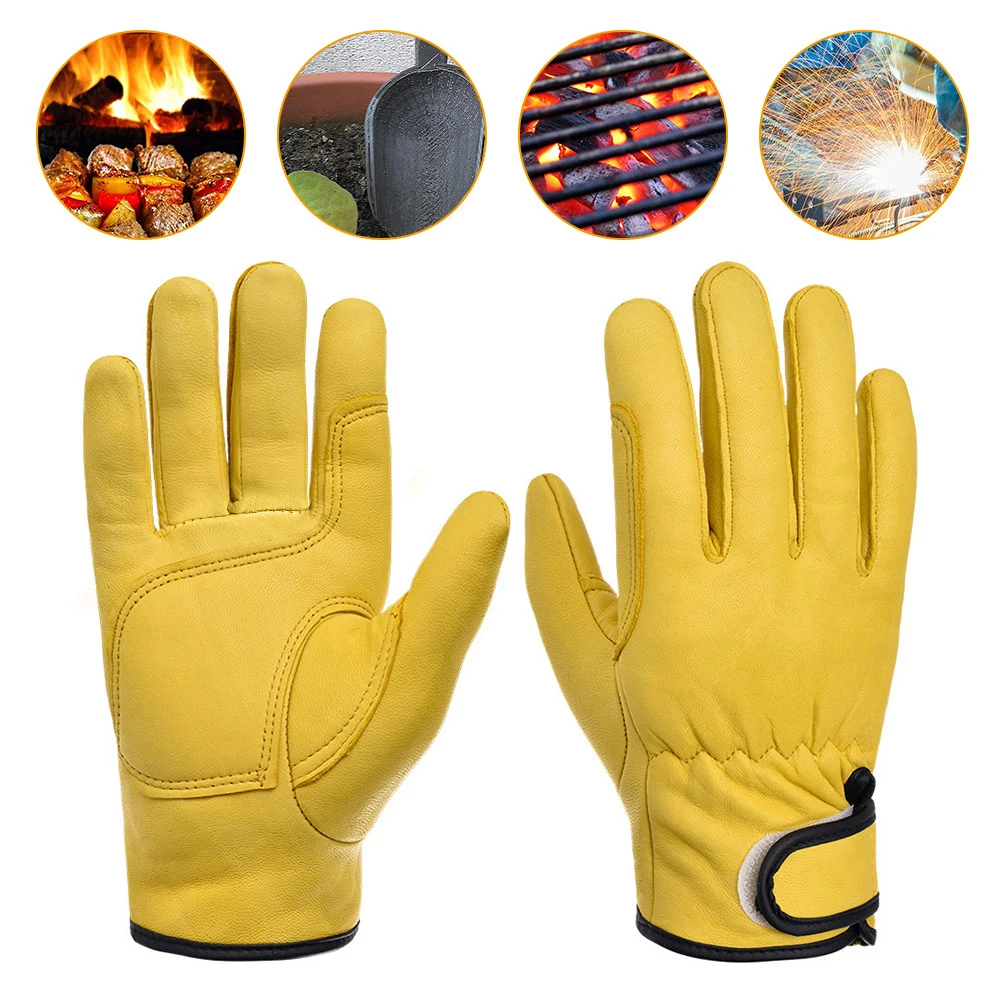 Leather Leather Work High Temperature Heat Insulation Gloves Safety Protection Worker Work Welding Garden Driver Gloves