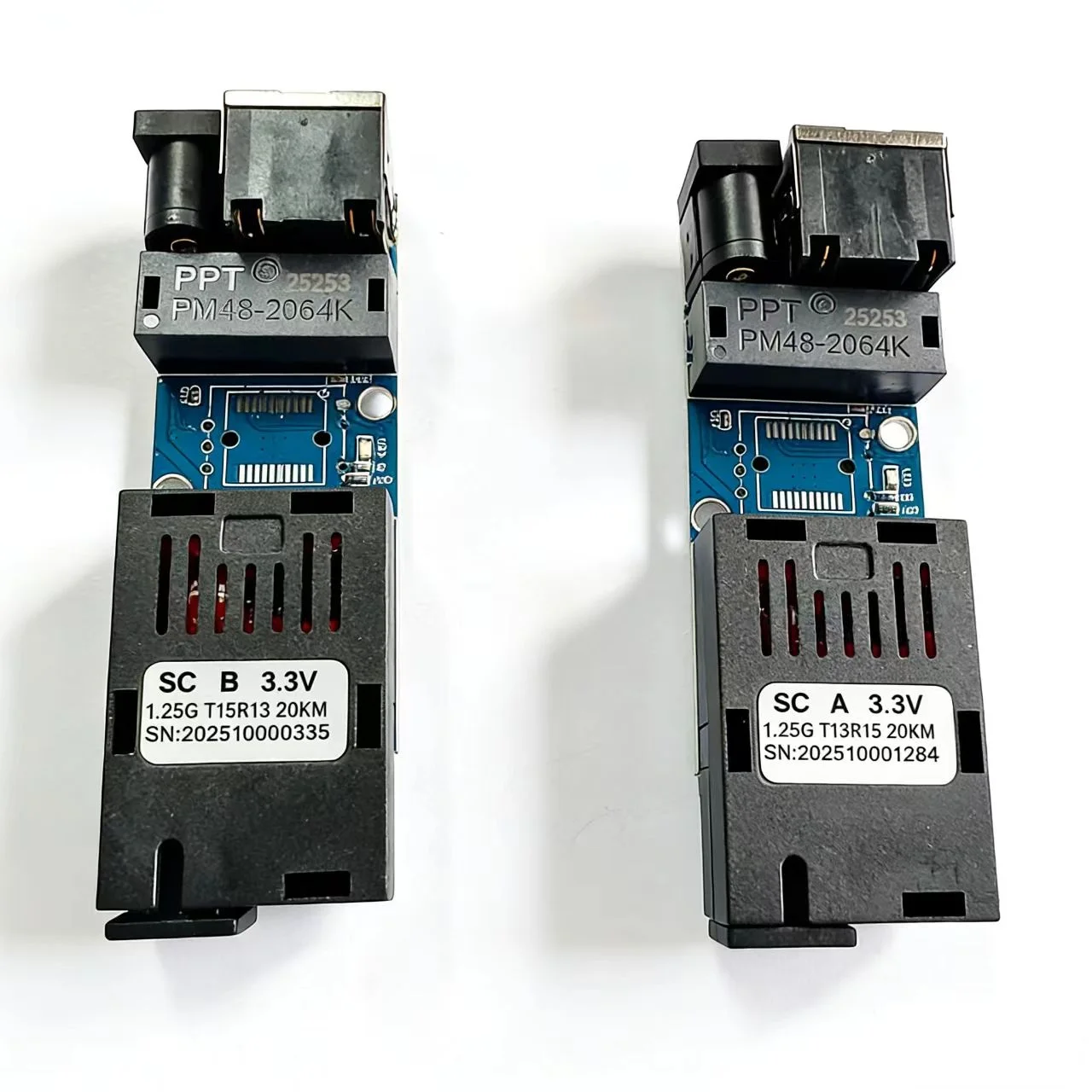 1Pair Mini Gigabit Fiber Optical Media Converter 100/1000Mbps Optic Transceiver SC to RJ45 Ethernet Switch 20Km With EU Power