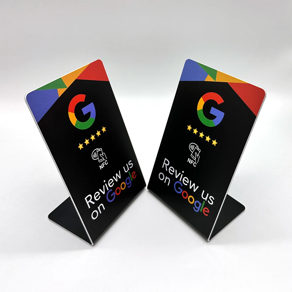 NFC Google Reviews Bracket 13.56Mhz Programmable Google Review Card NFC Station Table Bending Card Standing Brand Bracket
