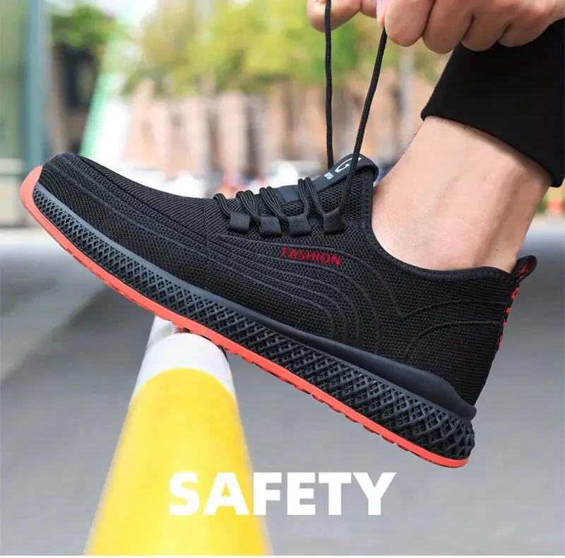 Work Safety Shoes Men Women Steel Toe Shoes Breathable Puncture-Proof Men Work Sneakers Boots Lightweight Safety Footwear Male