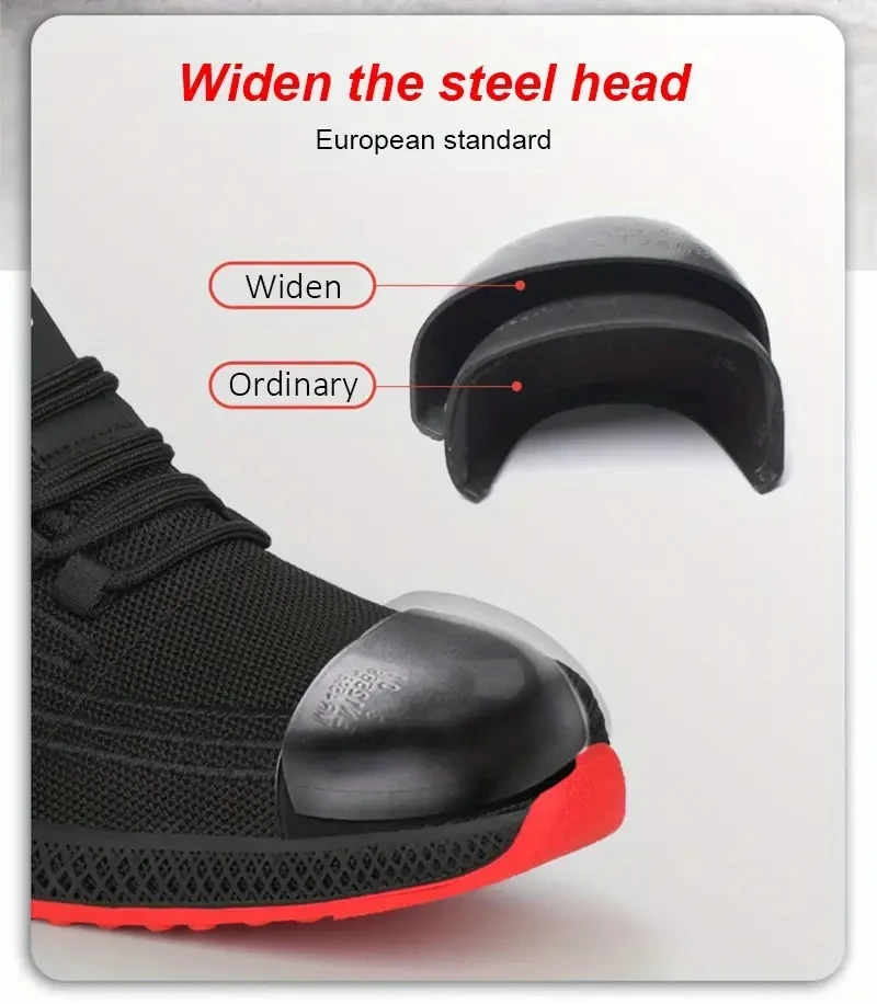 Work Safety Shoes Men Women Steel Toe Shoes Breathable Puncture-Proof Men Work Sneakers Boots Lightweight Safety Footwear Male