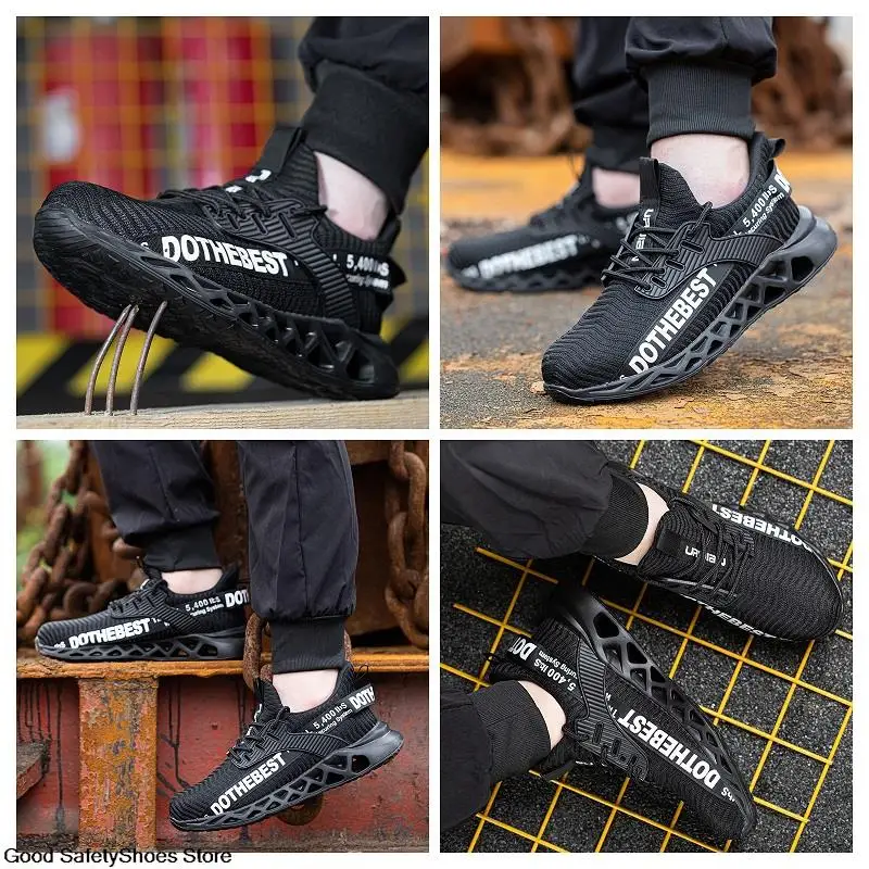 Safety Shoes Men For Work Sneakers Women Men Steel Toe Work Shoes Security Protective Shoes Lightweight Anti-Smash Anti-Puncture