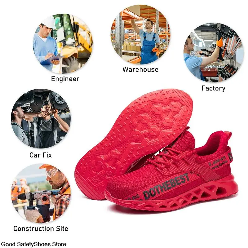Safety Shoes Men For Work Sneakers Women Men Steel Toe Work Shoes Security Protective Shoes Lightweight Anti-Smash Anti-Puncture