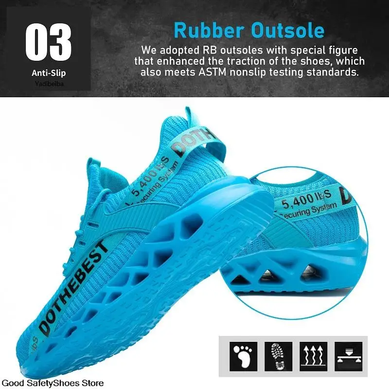 Safety Shoes Men For Work Sneakers Women Men Steel Toe Work Shoes Security Protective Shoes Lightweight Anti-Smash Anti-Puncture