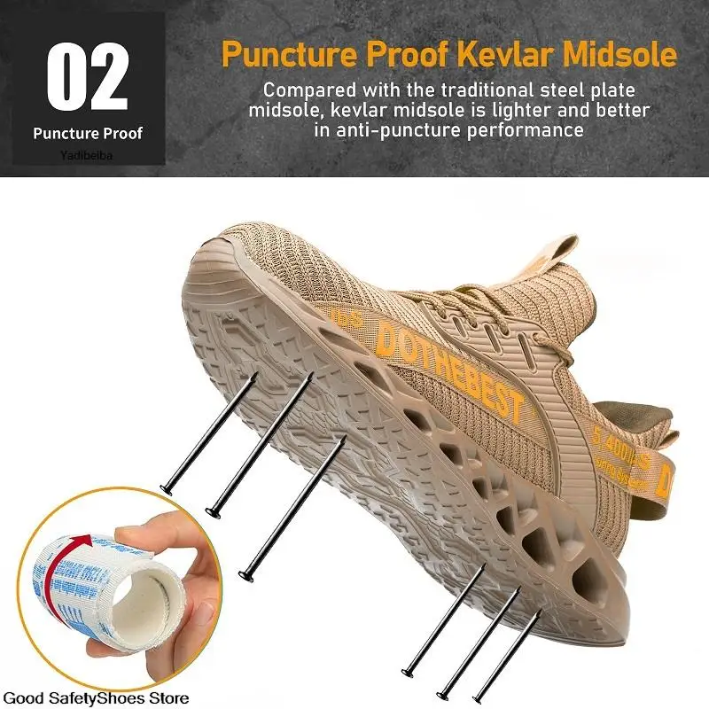 Safety Shoes Men For Work Sneakers Women Men Steel Toe Work Shoes Security Protective Shoes Lightweight Anti-Smash Anti-Puncture