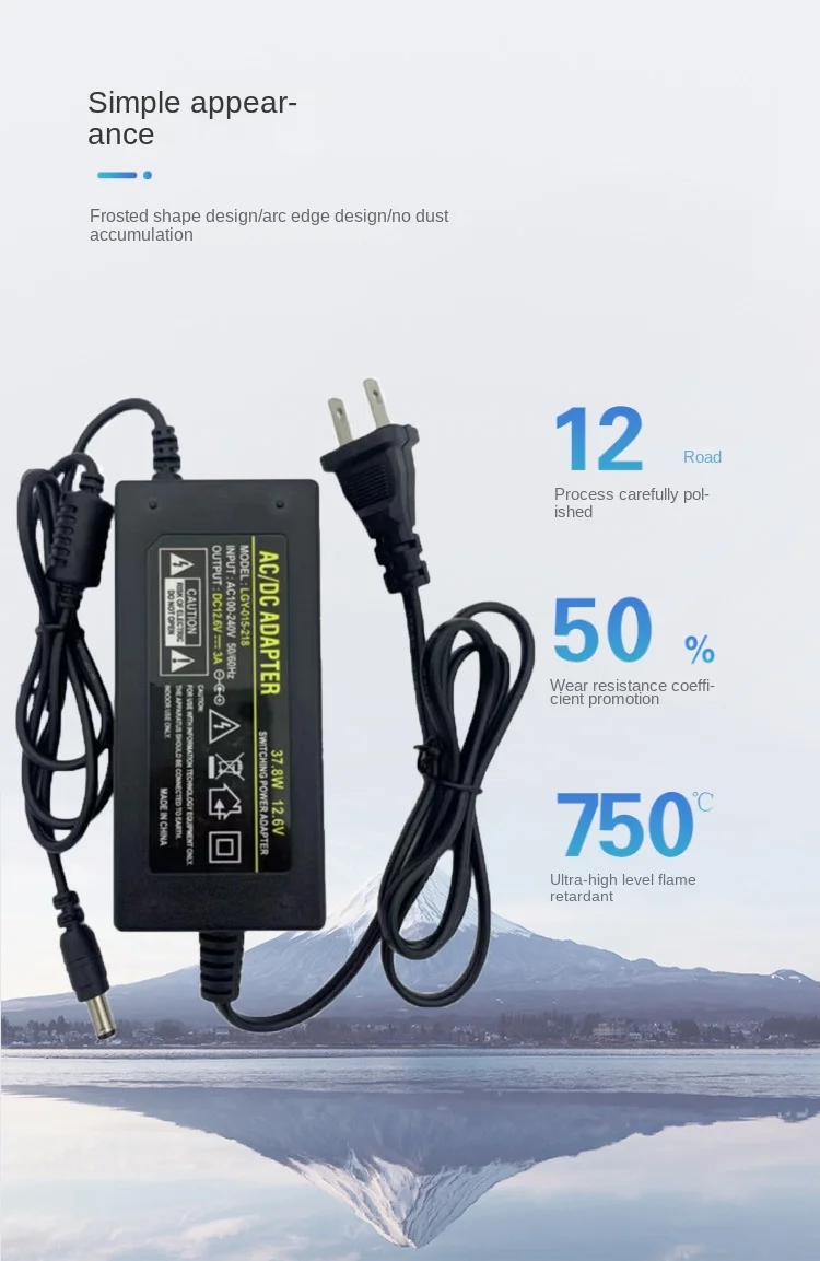 12.6V 3A Lithium Battery Charger 3 Series Lithium Battery 12V DC Battery Charger 5.5 X 2.5mm + AC Power Cable 50/60 Hz