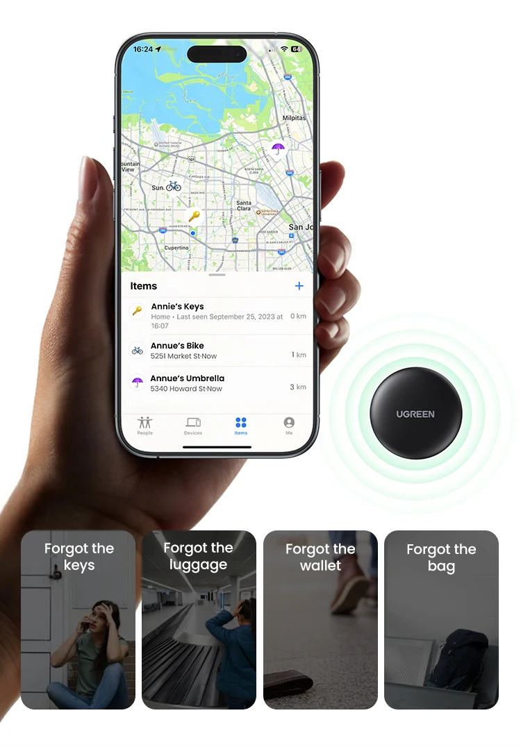 UGREEN Finder Security SmartTrack Link Smart Tag With Apple Find My Key Bluetooth GPS Tracker For Earbud Luggage MFi Finder IOS