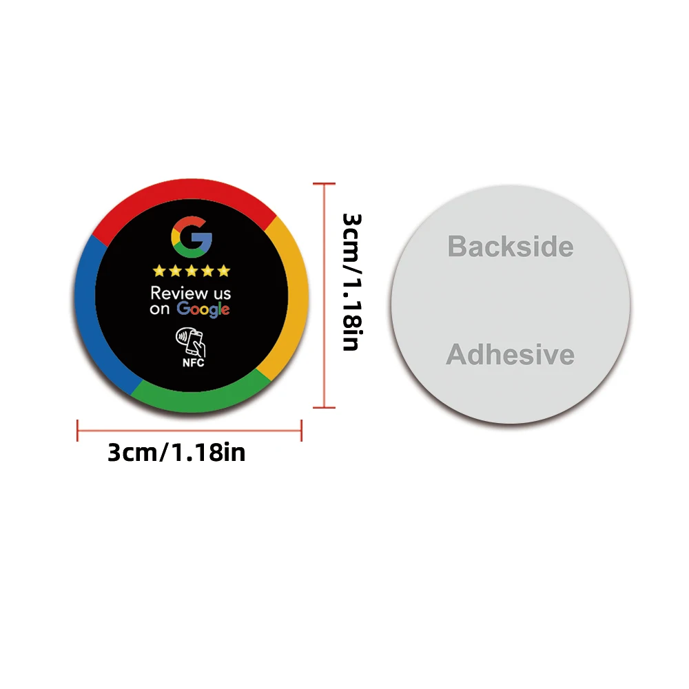 NFC Tags Review Us On Google NFC Tap Review Sticker Tags 30mm Waterproof Google Review Sticker 13.56Mhz NFC215 Adhesive Labels