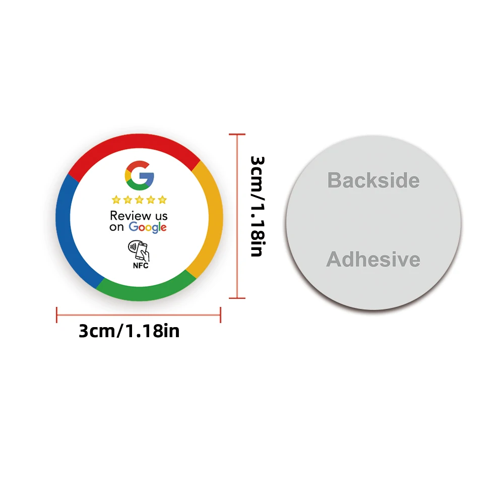 NFC Tags Review Us On Google NFC Tap Review Sticker Tags 30mm Waterproof Google Review Sticker 13.56Mhz NFC215 Adhesive Labels