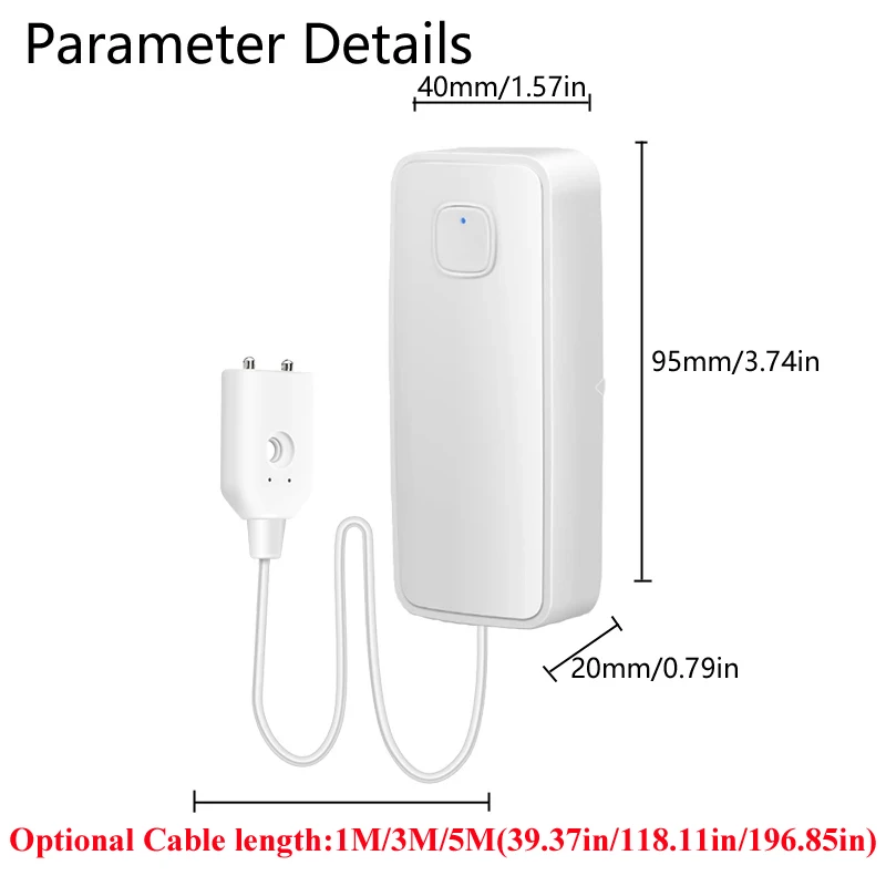 1M/3M/5M Water leakage sensor WIFI leak level Sound Alarm detector security Overflow protection Work with Tuya Smart Life App