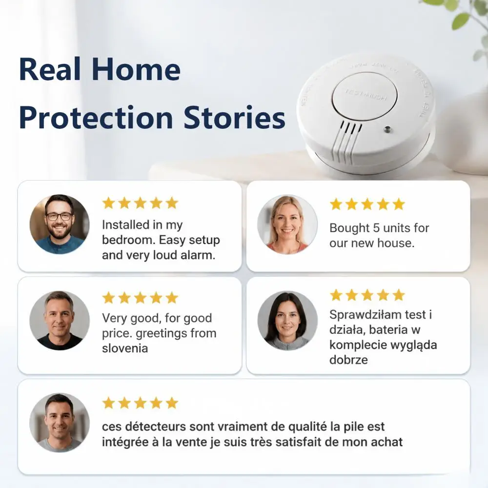 CCEsafety SA10 Smoke Detector 9V Replaceable Battery Fire Alarm Smoke Sensor Hush Button For Home Apartment Rental CE EN14604