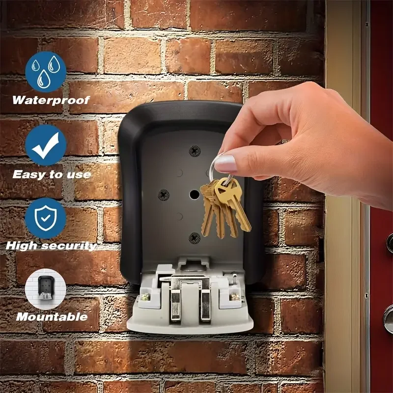 1pc Key Safe Wall Mount | No-Battery Combination Lock Box - 9.4cm Metal/Plastic for Home & Travel Security,for Home Hotel
