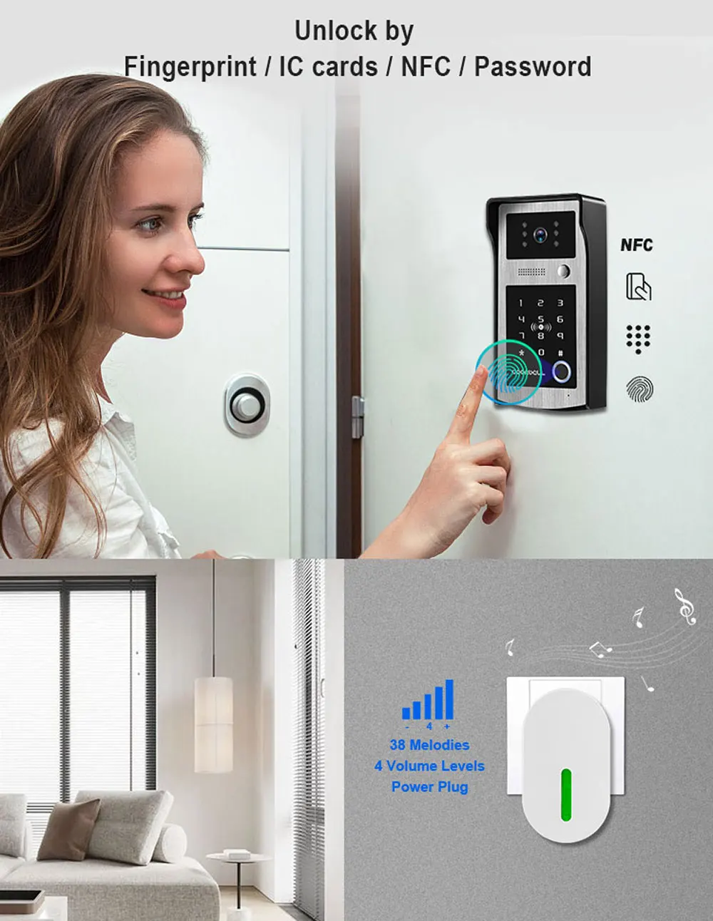 WiFi Tuya RFID Video Camera Doorbell 1080P HD Color Video Door Phone Intercom System Outdoor with Code Keypad AccessAPP Unlock