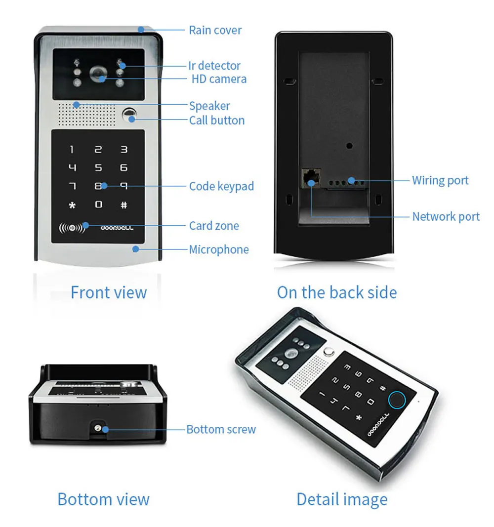 WiFi Tuya RFID Video Camera Doorbell 1080P HD Color Video Door Phone Intercom System Outdoor with Code Keypad AccessAPP Unlock