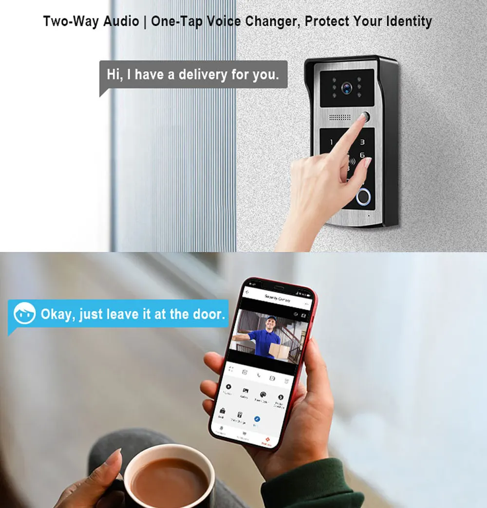 WiFi Tuya RFID Video Camera Doorbell 1080P HD Color Video Door Phone Intercom System Outdoor with Code Keypad AccessAPP Unlock