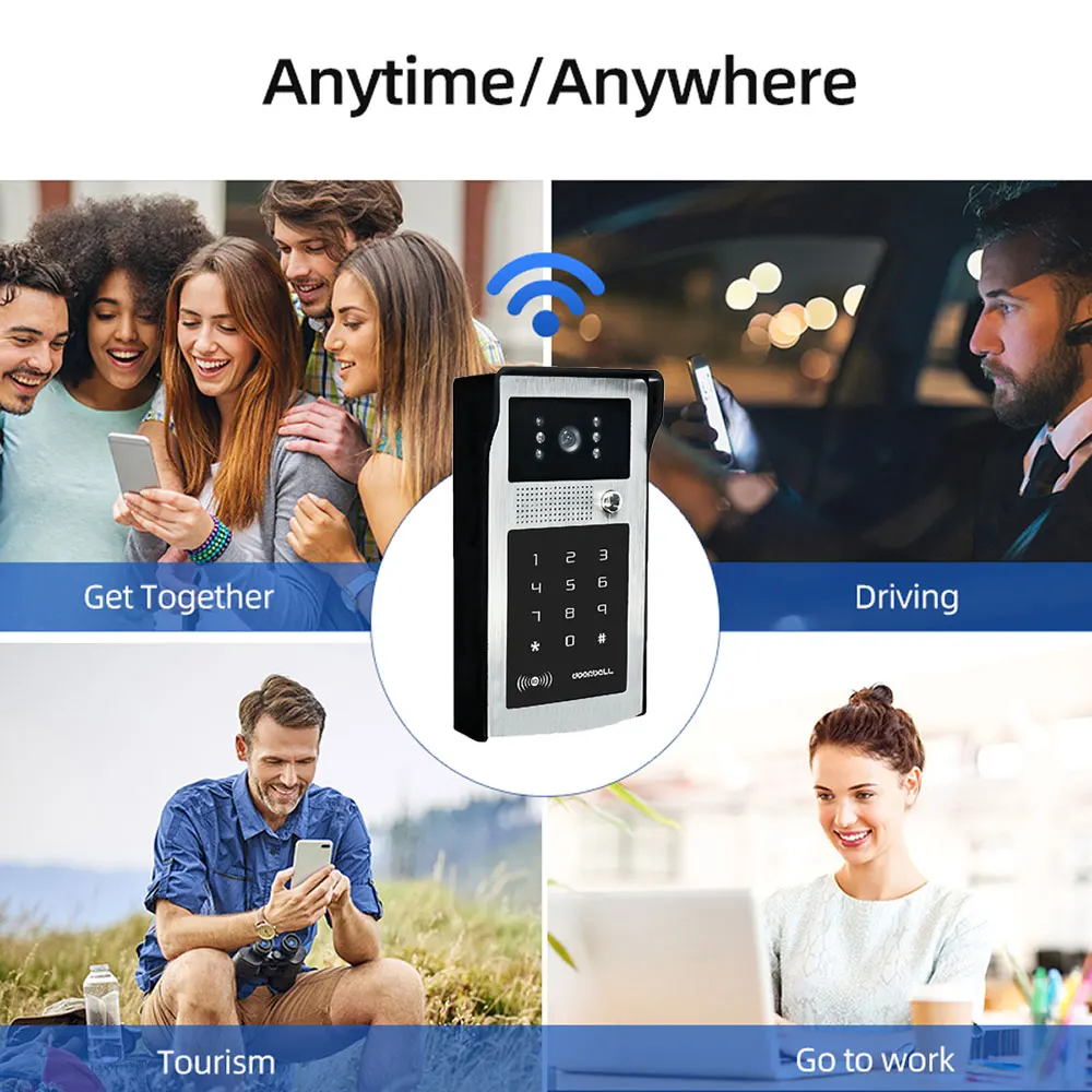 WiFi Tuya RFID Video Camera Doorbell 1080P HD Color Video Door Phone Intercom System Outdoor with Code Keypad AccessAPP Unlock