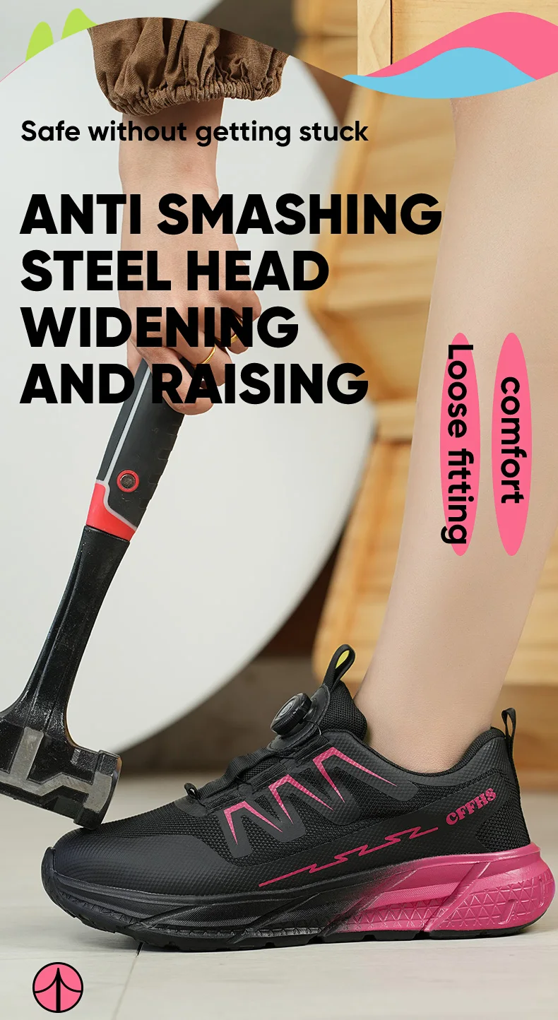 Indestructible Women's Steel Toe Work Safety Shoes Anti-smash Anti-Punctur Breathable Work Factory Shoes Women's Work Shoes