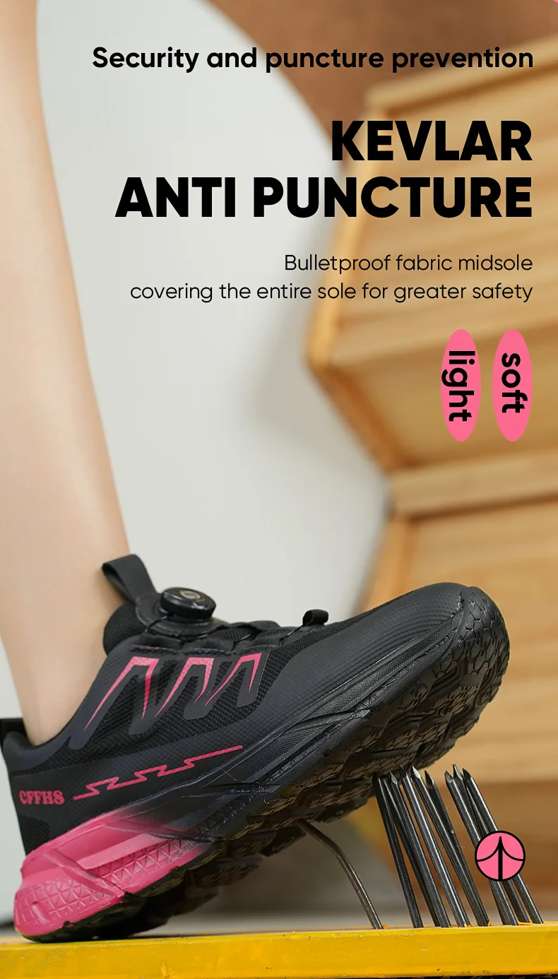 Indestructible Women's Steel Toe Work Safety Shoes Anti-smash Anti-Punctur Breathable Work Factory Shoes Women's Work Shoes