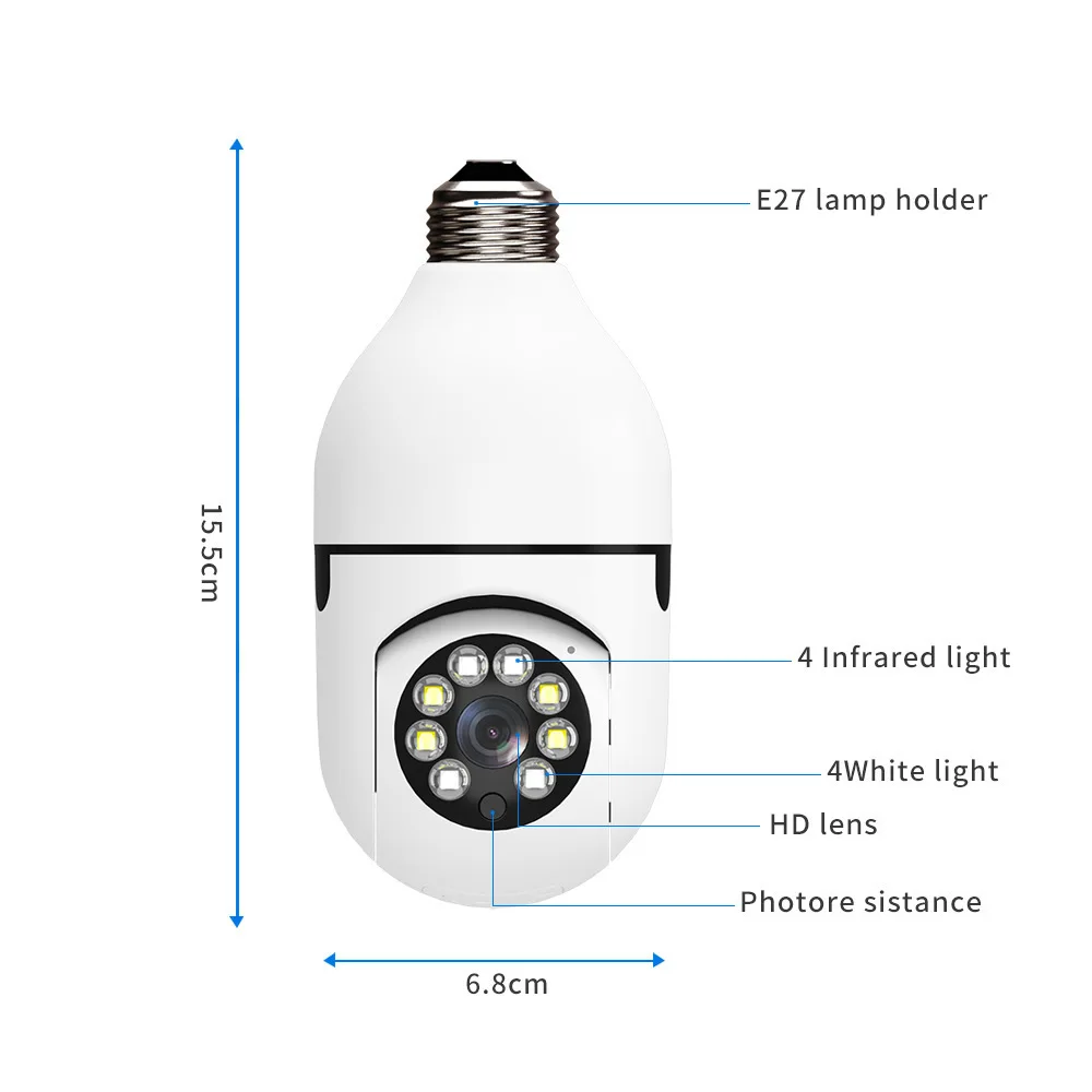 ICSEE 1080P Wifi Bulb E27 Surveillance Camera Color Night Vision 360° Rotating Automatic Human Tracking Two-way Talk Smart Home