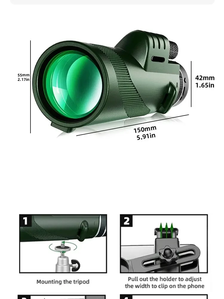 80x100 Portable Zoom HD 5000M Telescope Folding Long Distance Mini Powerful Telescope for Hunting Sports Outdoor Camping Travel