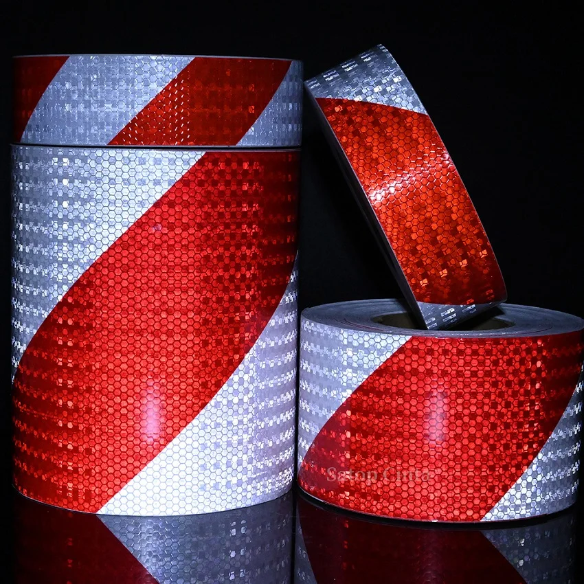 5cm/10cm/15cm/20cm*5M Reflective Adhesive Tape Left Or Right Twill White-Red Strips Waterproof Safety Reflectors Sticker For Car