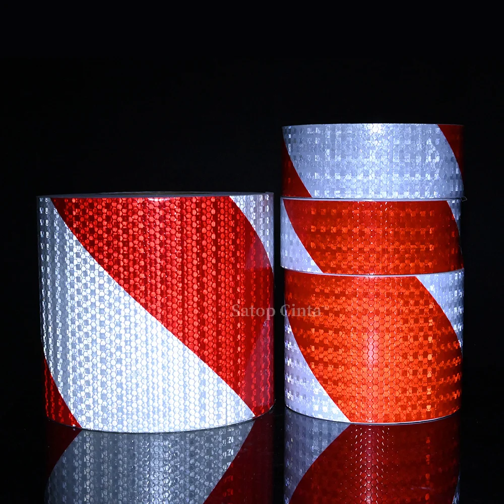 5cm/10cm/15cm/20cm*5M Reflective Adhesive Tape Left Or Right Twill White-Red Strips Waterproof Safety Reflectors Sticker For Car