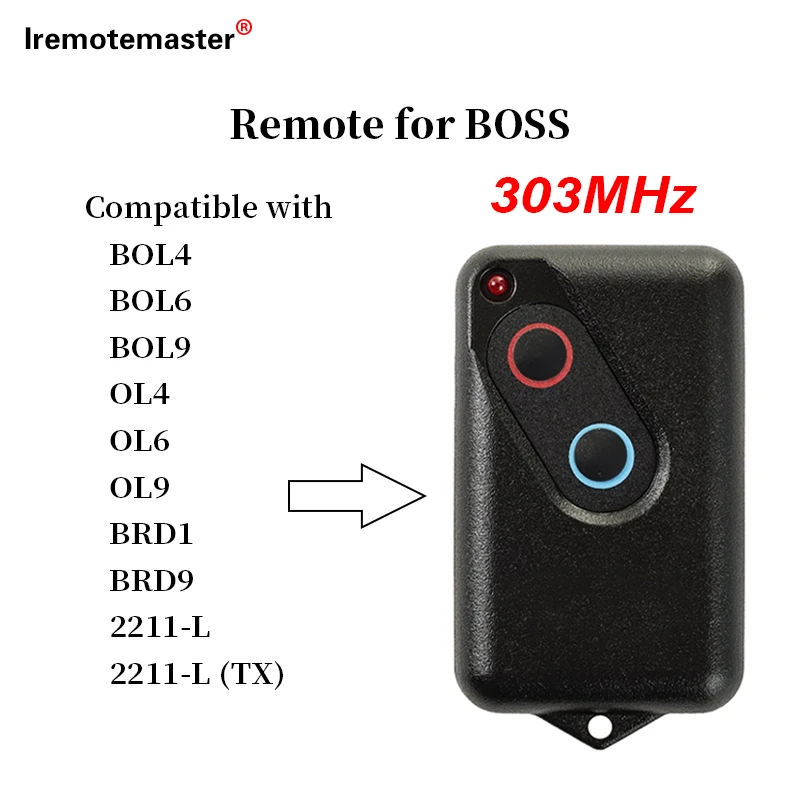 Replacement Boss Steel-Line Guardian Garage Door Remote Control BOL4 BOL6 BOL9 BRD1 BRD9 2211-L (TX) 303mhz