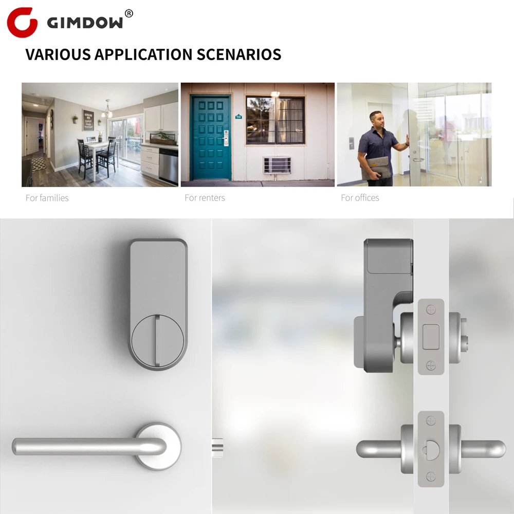 GIMDOW Smart Door Lock Hotel Apartment Intelligent Sticker Installation Bluetooth-Compatible Tuya Smart App Electronic Lock