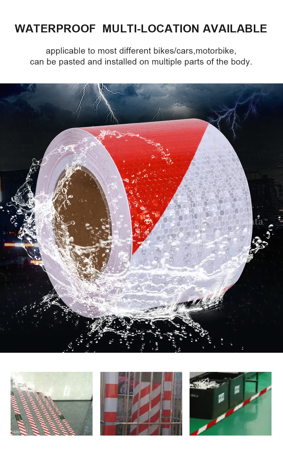 DIY 10CM*1M High Visibility Twill Reflective Tape Strip Self Adhesive Waterproof Warning Safety Reflector Sticker For Motorcycle