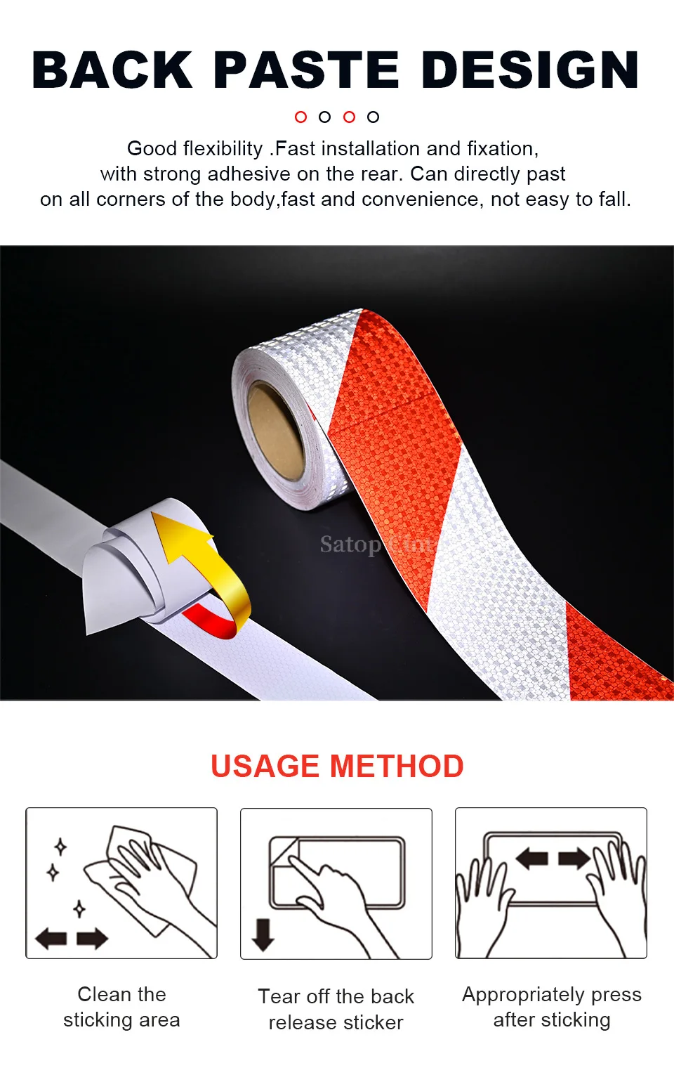 DIY 10CM*1M High Visibility Twill Reflective Tape Strip Self Adhesive Waterproof Warning Safety Reflector Sticker For Motorcycle