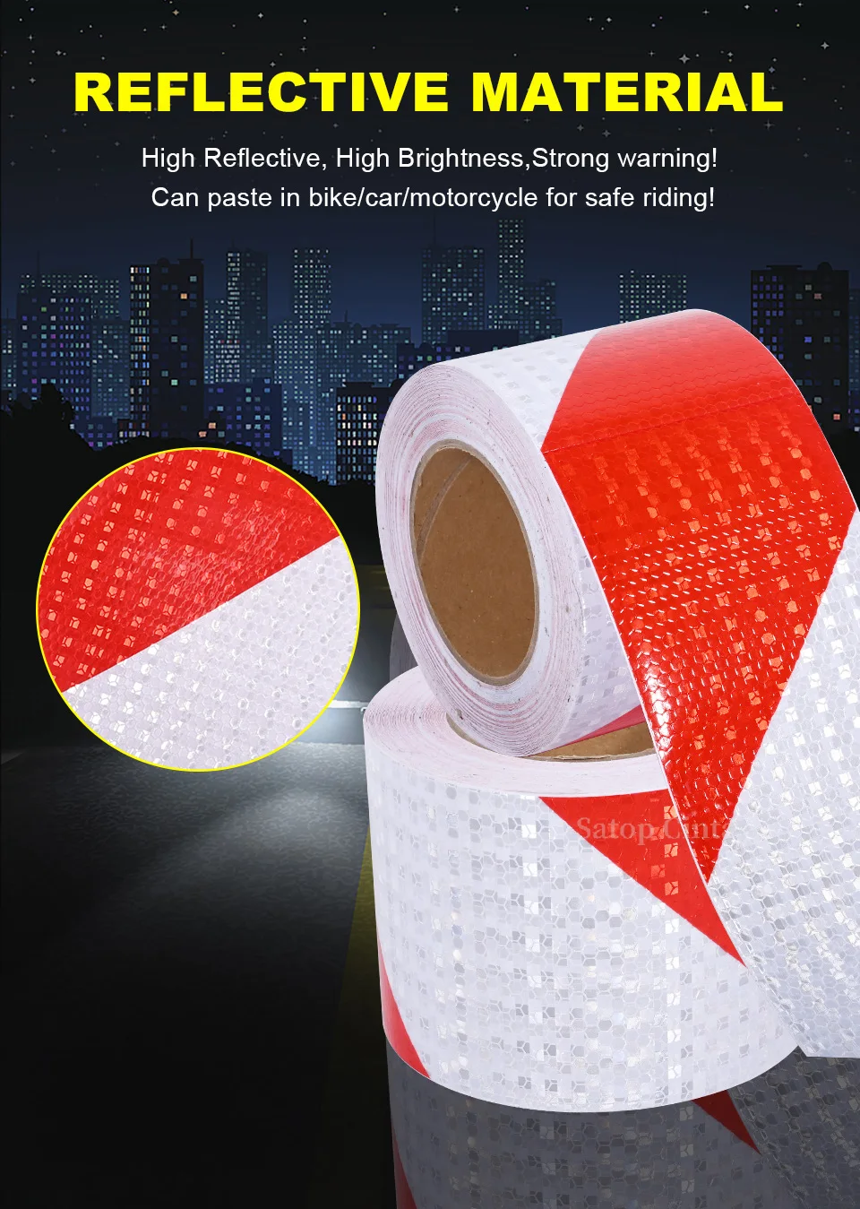 DIY 10CM*1M High Visibility Twill Reflective Tape Strip Self Adhesive Waterproof Warning Safety Reflector Sticker For Motorcycle