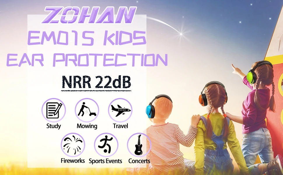 ZOHAN Kids Hearing Protection Passive Earmuffs Safety Earnmuff Headset Noise Reduction DIY Ear Defenders for Autism Children