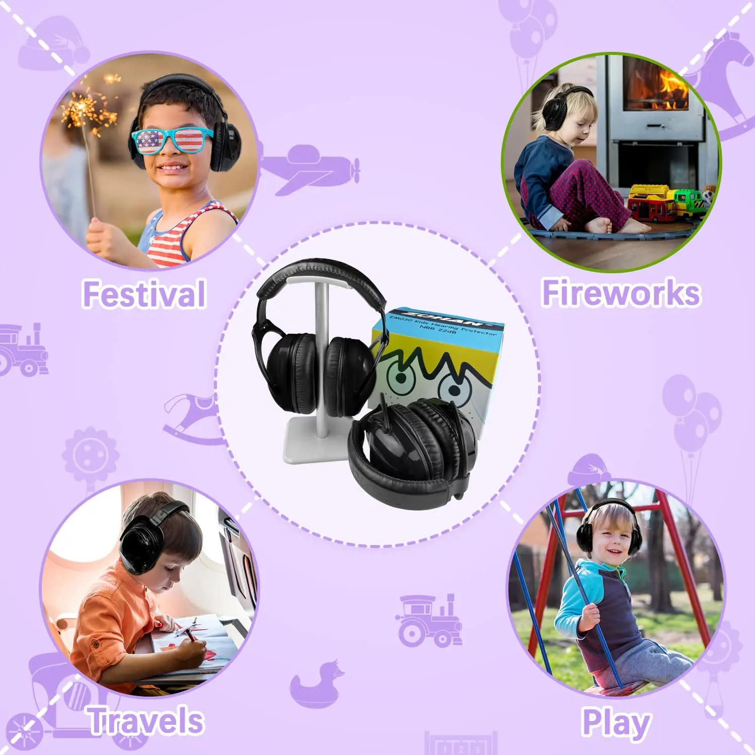 ZOHAN Kids Hearing Protection Passive Earmuffs Safety Earnmuff Headset Noise Reduction DIY Ear Defenders for Autism Children