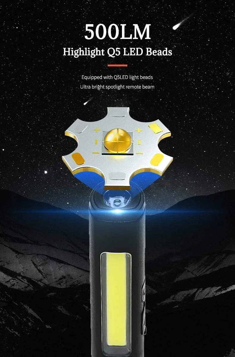 KDULIT 4 in 1 Multifunctional LED Pen Flashlight Built in 800mah Battery USB Rechargeable with Magnetism Work Repair Lantern