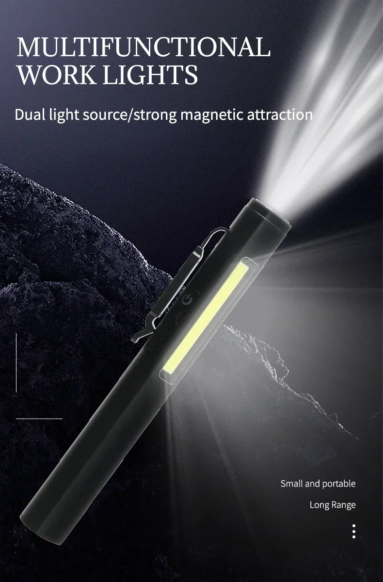 KDULIT 4 in 1 Multifunctional LED Pen Flashlight Built in 800mah Battery USB Rechargeable with Magnetism Work Repair Lantern