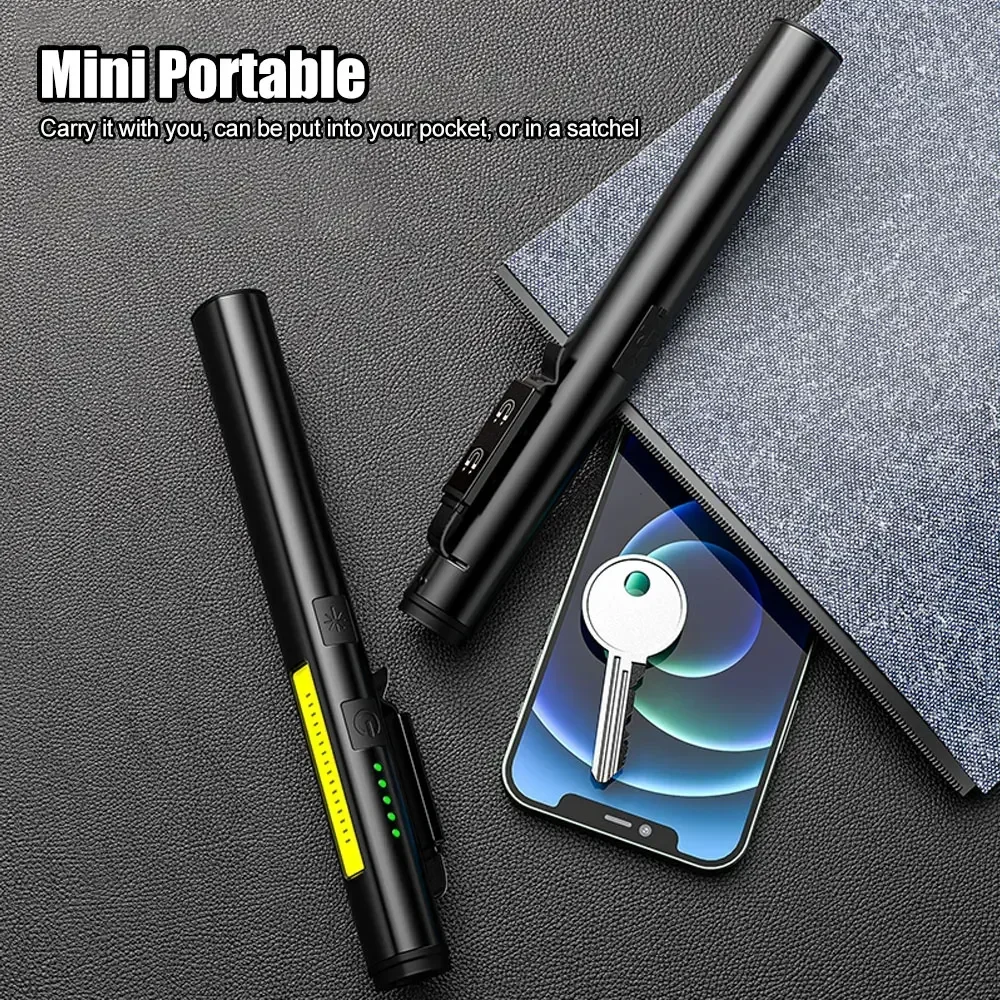 KDULIT 4 in 1 Multifunctional LED Pen Flashlight Built in 800mah Battery USB Rechargeable with Magnetism Work Repair Lantern