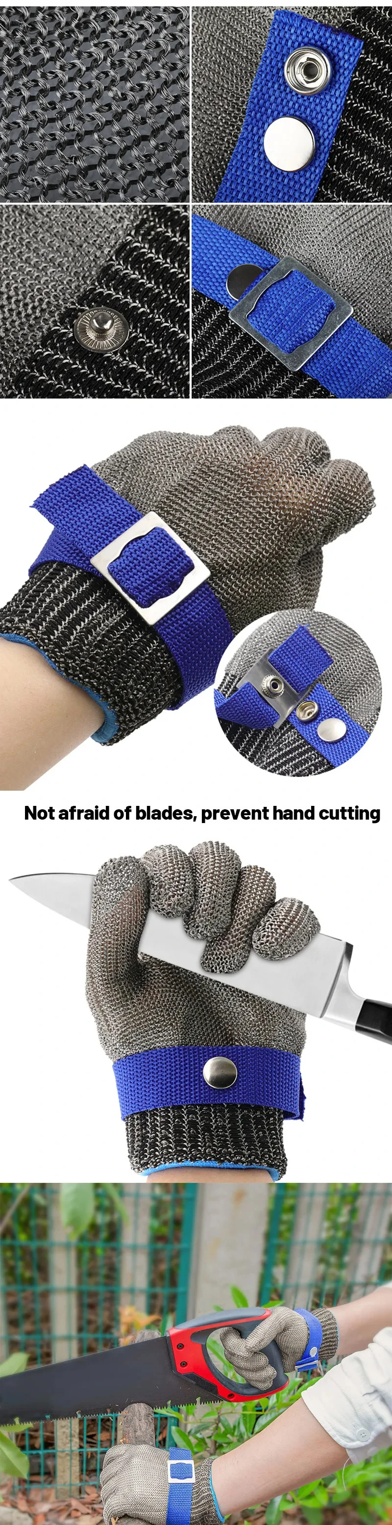 Stainless Steel Gloves Anti-cut Safety Cut Resistant Hand Protective Metal Meat Mesh Glove for Butcher Wire Knife Proof Stab