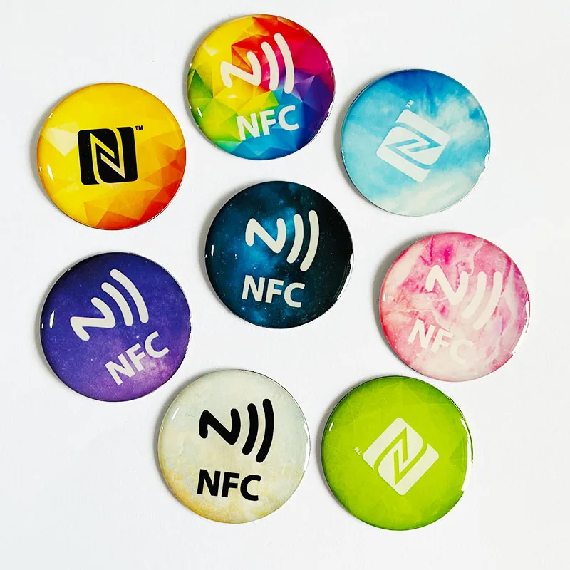 Laser Background Anti Metal NFC Ntag216 Epoxy Label Sticker RFID Tag for All NFC Enabled Phones