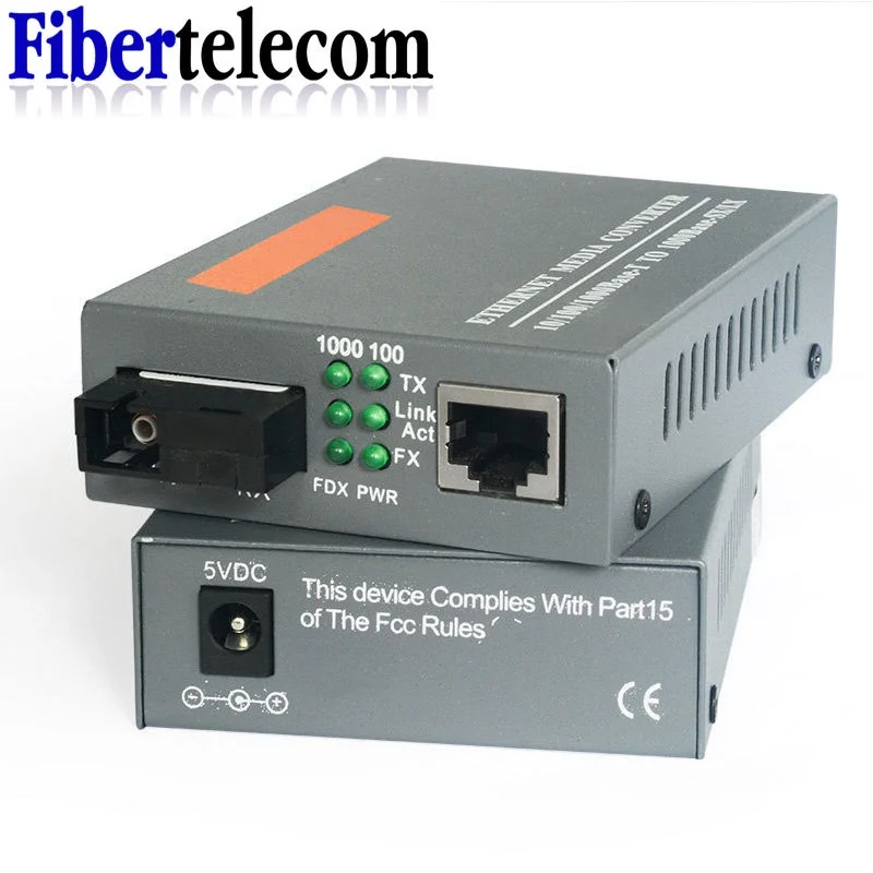 Gigabit Fiber Optical Media Converter HTB-GS-03 1000Mbps Single Fiber SC Port External Power Supply Optical Fiber Transmitter