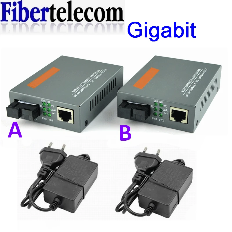 Gigabit Fiber Optical Media Converter HTB-GS-03 1000Mbps Single Fiber SC Port External Power Supply Optical Fiber Transmitter