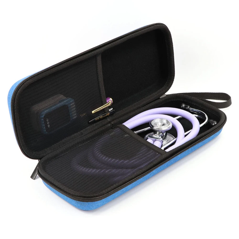 EVA Travel Portable Medical Stethoscope Storage Box First Aid Kit Mesh Pockets Case for 3M Littmann Cardiology III Stethoscope