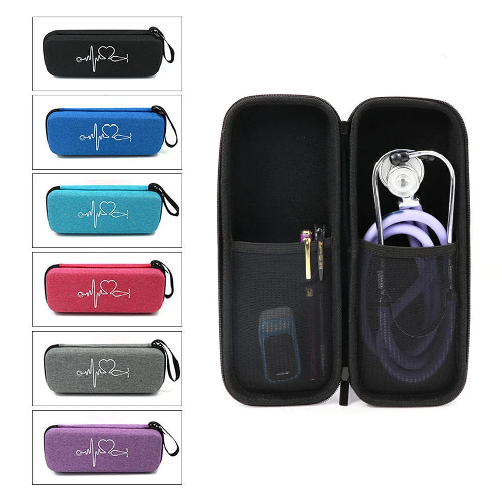 EVA Travel Portable Medical Stethoscope Storage Box First Aid Kit Mesh Pockets Case for 3M Littmann Cardiology III Stethoscope