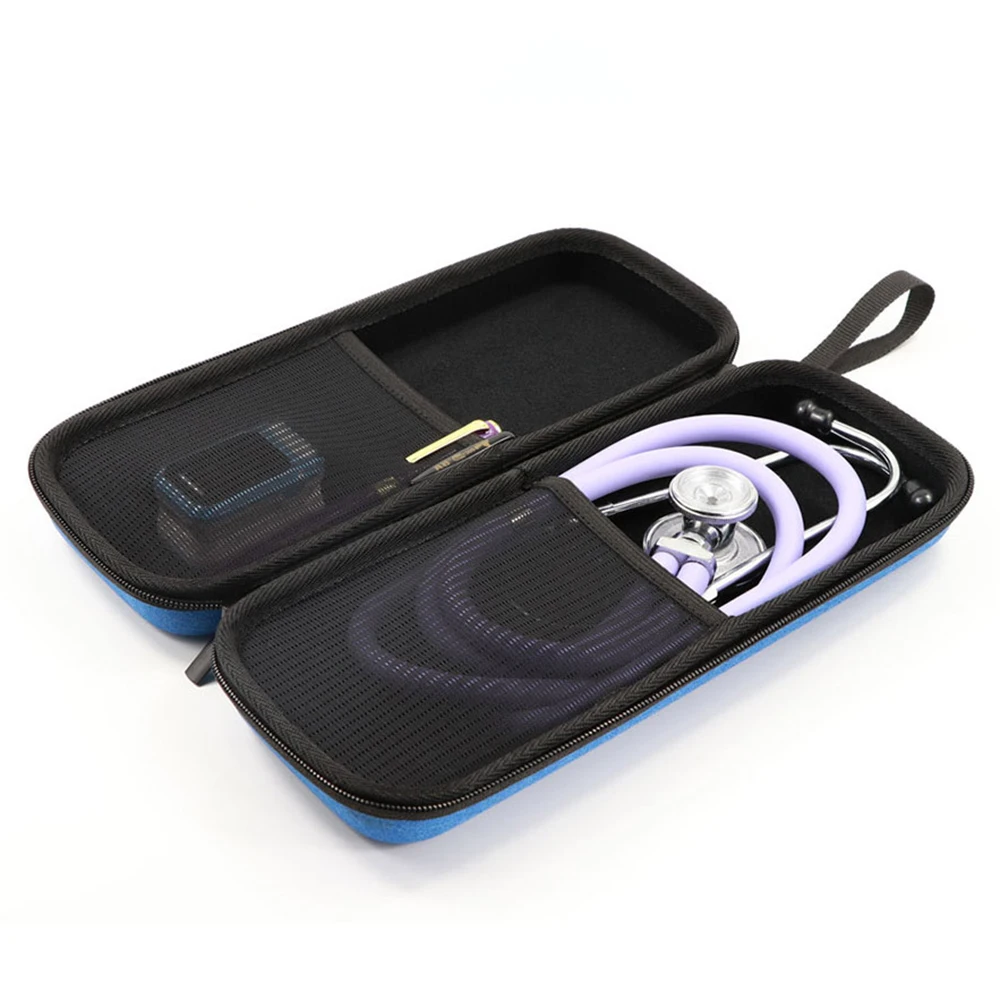 EVA Travel Portable Medical Stethoscope Storage Box First Aid Kit Mesh Pockets Case for 3M Littmann Cardiology III Stethoscope